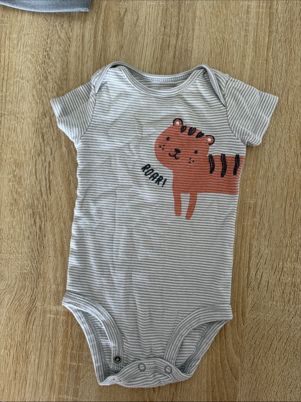 Carter's Gray & Orange Striped Tiger Print One-Piece Bodysuit